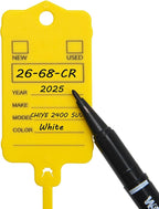 50 Car Key Tags with Labels Plastic Car Dealership Key Tags Self Locking Automotive Identifiers Blank Shop Labels with One Pen (Yellow)