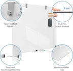TSJ OFFICE Glass Dry-Erase Board - 36 x 24 Inches Brilliance White Magnetic Glass Whiteboard, Wall Mounted Large Frameless White Board for School, Home & Office