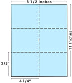 Limited Papers (TM) 8.5x11 Perforated Paper, 20/50 Pound, 75 GSM, Variety of Perforation Sizes and Colors, for Forms, Tickets, Postcards, Business Cards. (Canary, 6 up)