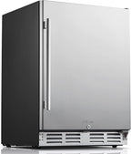 Kalamera Beverage Refrigerator, 24 inch Under Counter Drink Cooler for 154 Cans 32-41℉ Temperature Range, Built-in or Freestanding Ooutdoor Fridge with Stainless Steel Door