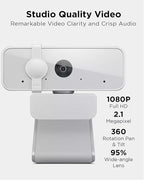 Lenovo HD 1080p Webcam (300 FHD) - Monitor Camera with 95° Wide Angle, 360° Rotation Pan & Tilt, Dual Microphones – Attachable Desktop Cam with Privacy Shutter for Remote Work, Streaming & Gaming