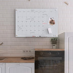 TOWON 47 x 35 Inch Glass Dry Erase Board, Magnetic Whiteboard Calendar, Monthly Planner Set, White