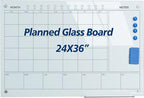 Magnetic Glass Whiteboard 36X24 Monthly Planner Calendar Dry Erase Board for Home, School, Office, Frameless, with Markers, Marker Tray, Eraser, Magnets (White)