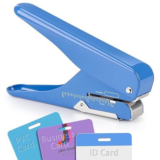 Handheld Badge Slot Hole Punch: Imlike Card Punch with Garbage Collector, Slot Puncher for PVC ID Card, Business Card, Name Tag and Luggage tag, 19/32" x 5/32" Hole, All Metal Construction