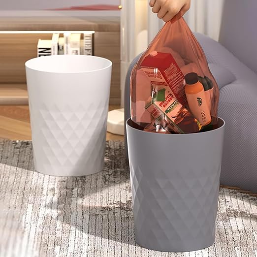 2 Pack Small Trash Can 1.8 Gallon Bathroom Garbage Can Waste Basket Recycling Bin for Dorms Bedrooms Offices Kitchens, White