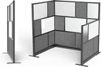 Stand Up Desk Store Expanse Modular Wall | 70'' x 70'' Wall | Expandable Partition Room Divider with Rearrangeable Frosted Acrylic & Sound Absorbent Panels (Black Frame)