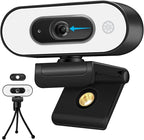 1080P USB Camera for Switch 2/ PC, Ring Light & 3-Level Brightness - Streaming Camera with Built-in Mic, Tripod & Plug&Play for Zoom/Skype/Facetime, PC/Mac/Laptop
