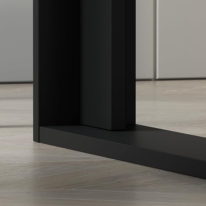 ECACAD 7FT Conference Table for 6-8 People, Large Rectangular Meeting Table, Modern Seminar Table for Office Meeting Conference Room, Black and Deep Brown (86.8”L x 47.2”W x 29.4”H)