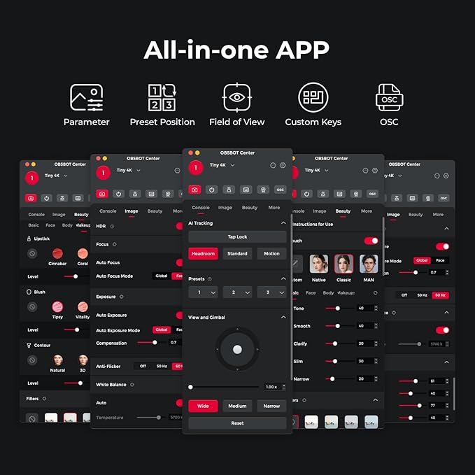 OBSBOT Tiny PTZ 4K Webcam, AI Powered Framing & Autofocus, 4K Video Conference Camera with Dual Omni-Directional Microphones, Auto tracking with 2 axis gimbal,HDR,60 FPS,Low-Light Correction,Streaming