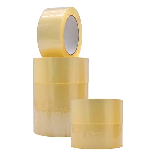WOD CST20WBA Clear Packing Tape - 2" in. x 60 Yards Per Roll (6 Rolls) - Strong Heavy-Duty Industrial Shipping Box Packaging Tape for Moving, Office, & Storage
