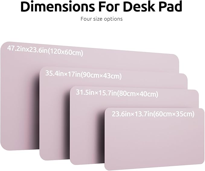 YSAGi Leather Desk Protector, Office Mat, Large Mouse Mat, Non-Slip PU Leather Blotter, Laptop Desk Mat, Waterproof Writing Pad for Office and Home (Grayish Lavender, 31.5" x 15.8")