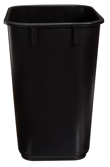 Amazon Basics Small Trash Can, Rectangular Commercial Office Wastebasket, 3 Gallon (Pack Of 2), Black (Previously AmazonCommercial brand)