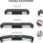 Desk Organizers and Accessories, Dual Monitor Stand Riser with Drawer and 2 Pen Holders, Desk Shelf Metal Computer Monitor Stand for Office Workspace Organizers, Desktop Organization (Black)