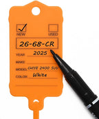 50 Car Key Tags with Labels Plastic Car Dealership Key Tags Self Locking Automotive Identifiers Blank Shop Labels with One Pen (Orange)
