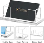 Weiai Acrylic Business Card Holder Stand for Desk, 2 Pieces Modern Clear Base Business Card Organizer Display