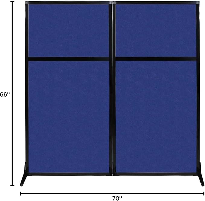 Versare Office Workstation Screen | Portable Wall Divider | Modern Cubicle | Freestanding Privacy Screen | Flexible Work Space | 2 Panels | 66" Wide x 70" Tall Blue SoundSorb Panels