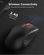 Lenovo USB-C Rechargeable Silent Mouse (WL500) - Silent Buttons, USB-C Rechargeable, Ambidextrous Grip, Adjustable DPI - Plug-and-Play 2.4G Receiver Computer Mouse (Black)
