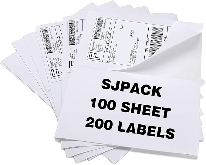 100 Half Sheet Shipping Labels 5-1/2" X 8-1/2" Address Blank Labels Laser/Ink Jet