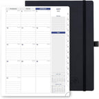 POPRUN Monthly Planner 2025-2026, 8.5'' x 11.25'', 13-Monthly Calendar (July 2025-July 2026) 15-Minute Hourly Appointment Book with Stair Tabs, Soft Cover, 100GSM Paper - Black