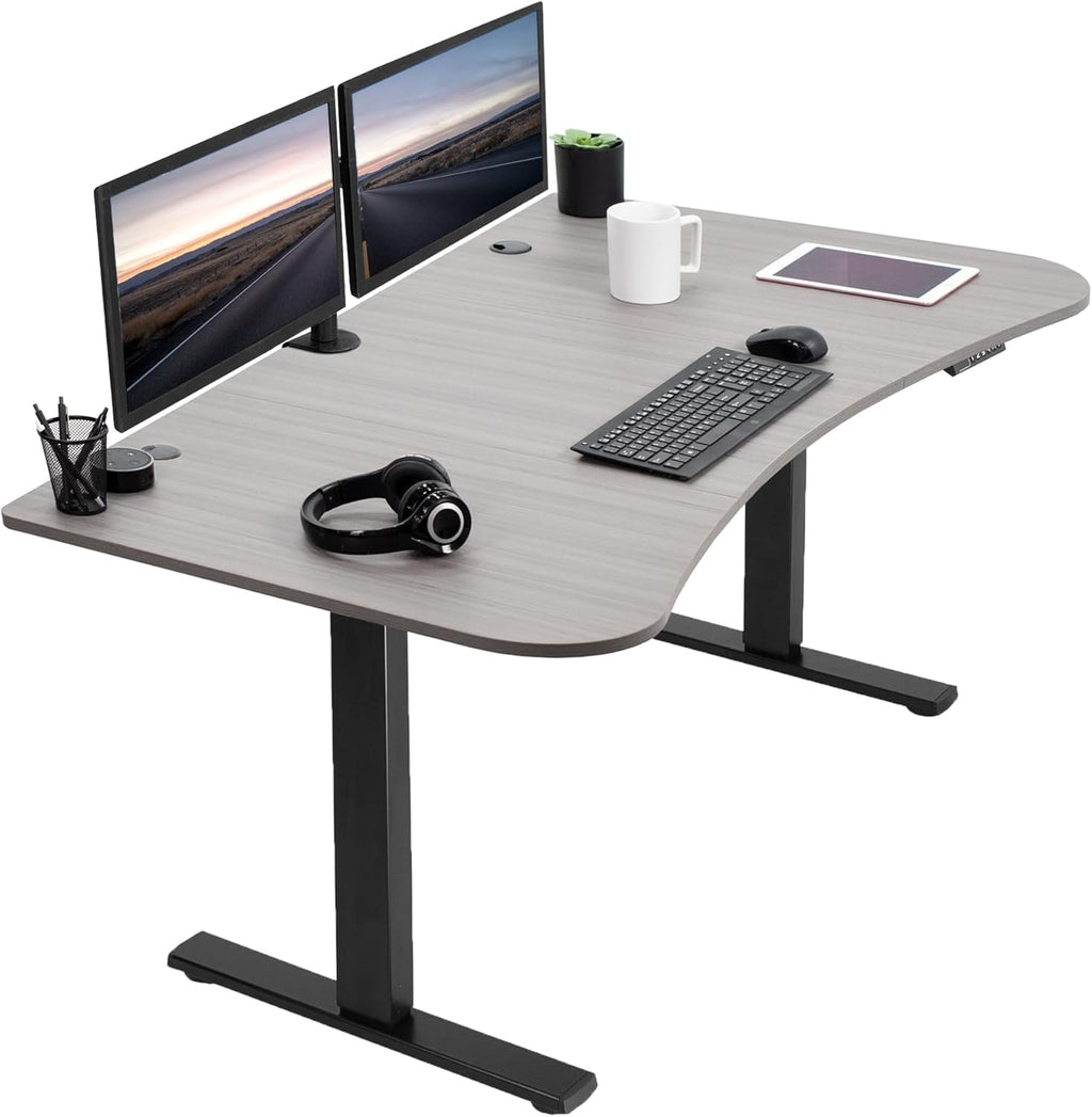 VIVO Electric 63 x 32 in Standing Desk, Memory Height Adjustment, 1B Series, Dark Gray Top Black Frame, DESK-KIT-1B1G