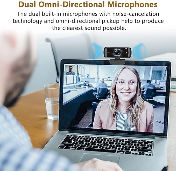 NexiGo N980P 1080P 60FPS Webcam with Microphone and Software Control, USB Computer Camera, Built-in Dual Noise Reduction Mics, 120° Wide-Angle for Zoom/Skype/FaceTime/Teams, PC Mac Laptop Desktop