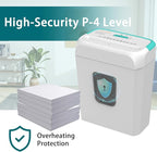 Bonsaii High Security Shredding Paper Shredder, 6-Sheet Cross-Cut, Credit Card Shredder, Home Office, Handle for Document, Mail, Staple, 3.4 Gal Wastebasket, White & Blue(C237-B)
