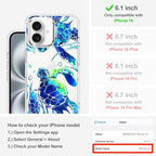 MOSNOVO Case for iPhone 16, [Buffertech 6.6ft Military-Grade Drop Protection] [Anti Peel Off Tech] Clear TPU Bumper Phone Case Cover Design - Sea Turtles