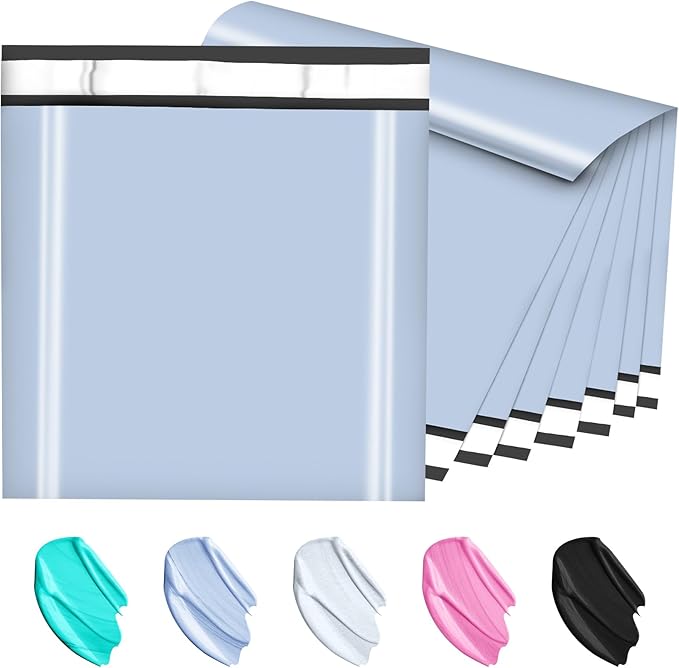 Large Poly Mailers 24x24 Inch 50 Pcs, Extra Large Shipping Bags for Clothing with Self-Sealing Tear-Resistant, Waterproof Poly Bags, Mailing Envelopes for Small Business (Light Blue)