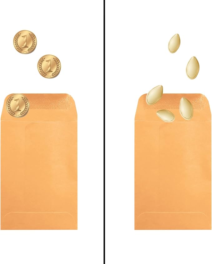 500 Pack #1 Brown Coin Envelope 2.25 X 3.5 inches Kraft Envelopes Classic Small Parts Envelopes with Self Adhesive Gummed Flap for Coins Cash Credit Cards Seeds