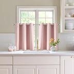 MIULEE Short Curtains for Windows - Baby Pink Blackout Half Window Curtains Thermal Insulated Privacy Drapes for Kitchen Bedroom Bathroom Grommet Top Small Basement Tiers W40 x L36 Inch 2 Panels