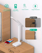 Power Strip with LED Desk Lamp, PD 30W Touch Desk Lamps, 4 Outlets 4 USB Ports(2 USB C) Small Desk Lamp 5FT Extension Cord Table Lamp for Home Office College Dorm Room Essentials Bedroom Bedside Study