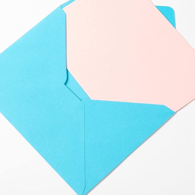Wishop A7 Colorful Gummed Envelopes and Blank Cards 24 Pieces A7 Envelopes and 24 Pieces 5x7 Colorful Flat Cards for Weddings, Invitations, Birthday, Baby Shower (Multicolor)