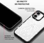 MOSNOVO Case for iPhone 16, [10ft 4X Military-Grade Drop Protection] Durable & Shockproof Phone Case Cover Design for iPhone 16 - Lacey Bow - Clear Black