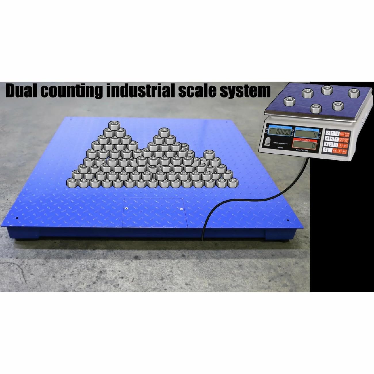 Liberty Scales LS-700-DC Dual Counting Smart Weighing Scale Systems, Size 60" x 96" (5' x 8') - C-Scale (33 lb x .001 lb) / Floor Scale 5000 lb x 1 lb