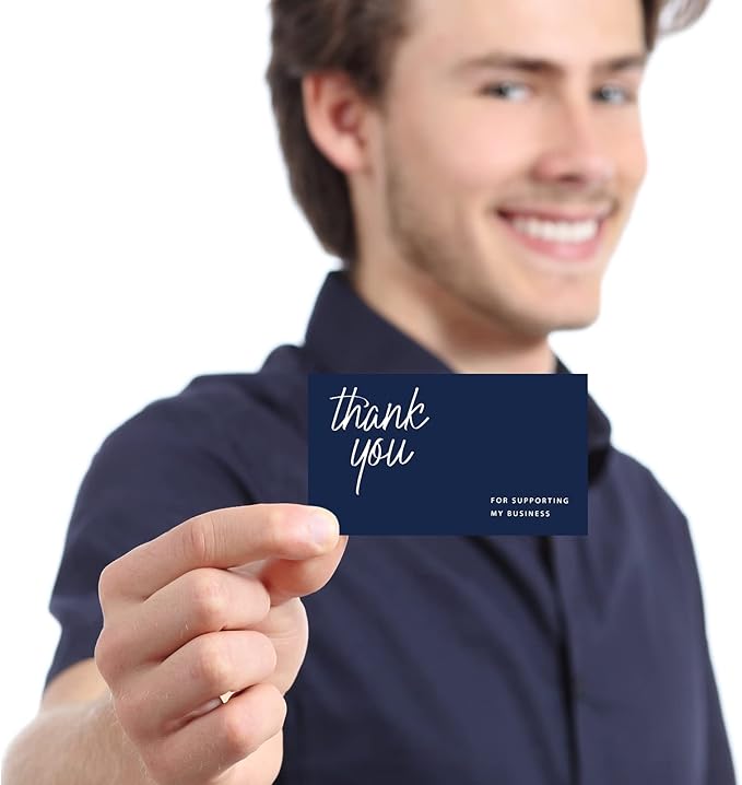 120 Pieces Thank You for Your Order Cards Customer Appreciation Note Cards Thank You for Supporting My Business Card for Small Business Owners Stores Online Retailers 3.5 x 2 Inch(Navy Blue, White)