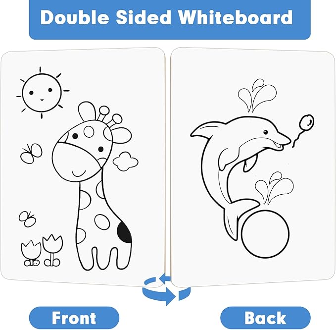 Dry Erase Lapboards, HERKKA 12 Pack Double Sided Small Dry Erase Whiteboards 9 x 12.5 Inch with 12 Erasers, Small Dry Erase Boards for Classroom Teacher Supplies, Personal White Boards for Students