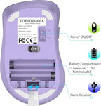memzuoix 2.4G Wireless Mouse, 1400 DPI Computer Mice with USB Receiver, Portable Wireless USB Mouse Battery Powered Cordless Mice for Laptop, PC, Desktop, 5 Buttons (Lilac)
