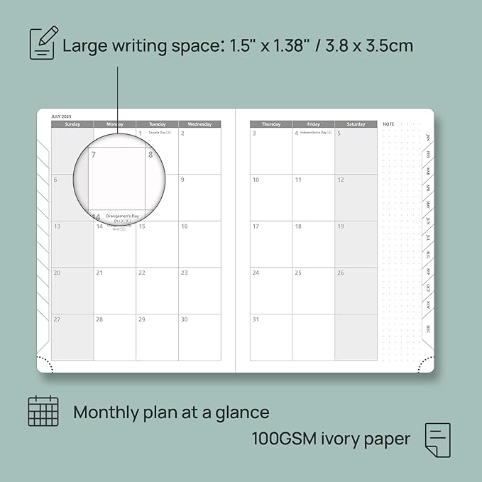 POPRUN Planner 2025-2026 (Medium - 6.5'' x 8.5'') Academic Weekly Calendar (July 2025 - June 2026) with Hourly Time Slots, Monthly Tabs, 100GSM Thick Papers, Leather Soft Cover - Black