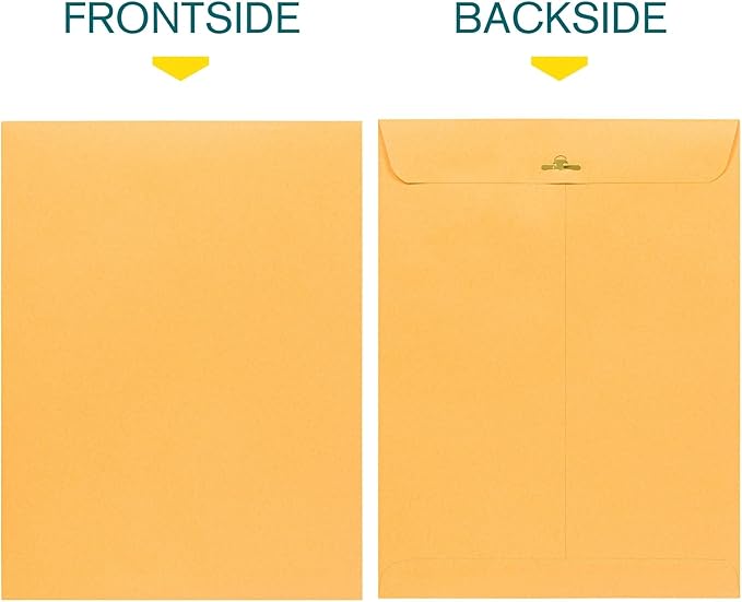 EnDoc 9x12 Clasp Envelopes – Brown Kraft Catalog Envelopes with Clasp Closure & Gummed Seal – 28lb Heavyweight Paper Envelopes for Home, Office, Business, Legal or School – 100 Pack