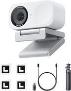 Insta360 Link 2C Tripod Bundle - 4K Webcam for PC/Mac, 1/2" Sensor, Auto Framing, HDR, AI Noise-Canceling Mic, Gesture Control for Streaming, Video Calls, Gaming, Works with Zoom, Teams, Twitch & More