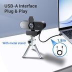 N newline 4K Webcam for PC with Tripod, PDAF Autofocus, 1080P@60FPS, 79° FOV, Low Distortion, 2 Noise Reduction Mics, Privacy Cover, Plug&Play, PC Camera for Skype, Teams, Zoom, NewEye 62 Kit
