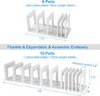 Adjustable Vertical File Sorter Sturdy Plastic Expandable Upright File Holder, Desktop Binder Organizer, Home School Office Organization Bookshelf Divider, Assemble Easily Endlessly, White