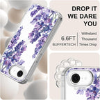 MOSNOVO Case for iPhone 16e, [Buffertech 6.6ft Military-Grade Drop Protection] [Anti Peel Off Tech] Clear TPU Bumper Phone Case Cover Design - Lavender