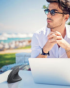 Lekvey Ergonomic Mouse, Vertical Wireless Mouse: Rechargeable Optical Carpal Tunnel Mice with 2.4G USB Receiver, 1000/1200 / 1600 DPI, 6 Buttons, for Laptop, Computer, PC, Desktop, Notebook, Black