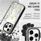 MOSNOVO Magnetic Case for iPhone 14 Pro, 10ft Military-Grade Protection, Compatible with Magsafe, Shockproof Phone Case for iPhone 14 Pro - Wild Meadow - Clear Black