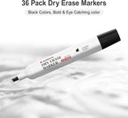 Comix Dry Erase Markers, Chisel Tip Black White Board Markers, 36 Bulk Black Colors Low Odor Markers for Kids Office & School Supplies