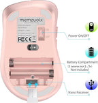 memzuoix 2.4G Wireless Mouse, 1400 DPI Computer Mice with USB Receiver, Portable Wireless USB Mouse Battery Powered Cordless Mice for Laptop, PC, Desktop, 5 Buttons (White Pink)