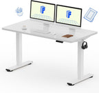 FLEXISPOT EN1 Whole Piece Standing Desk 55 x 28 Inches Stand Up Desk Workstation for Home Office (White Frame + White Top, 2 Packages)