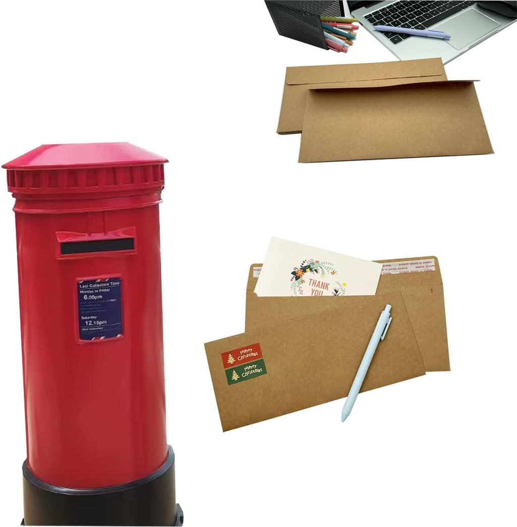 80Qty#10 Brown Kraft Business envelopes 4.125x9.5In- windowless design 120GSM paper envelopes