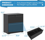 2 Drawer Lateral File Cabinet with Lock, 26.8" Wide Metal Filing Cabinets for Home Office, Steel Storage File Cabinet for Letter/Legal/F4/A4 Size with Hanging Bars, Assembly Required(Black)